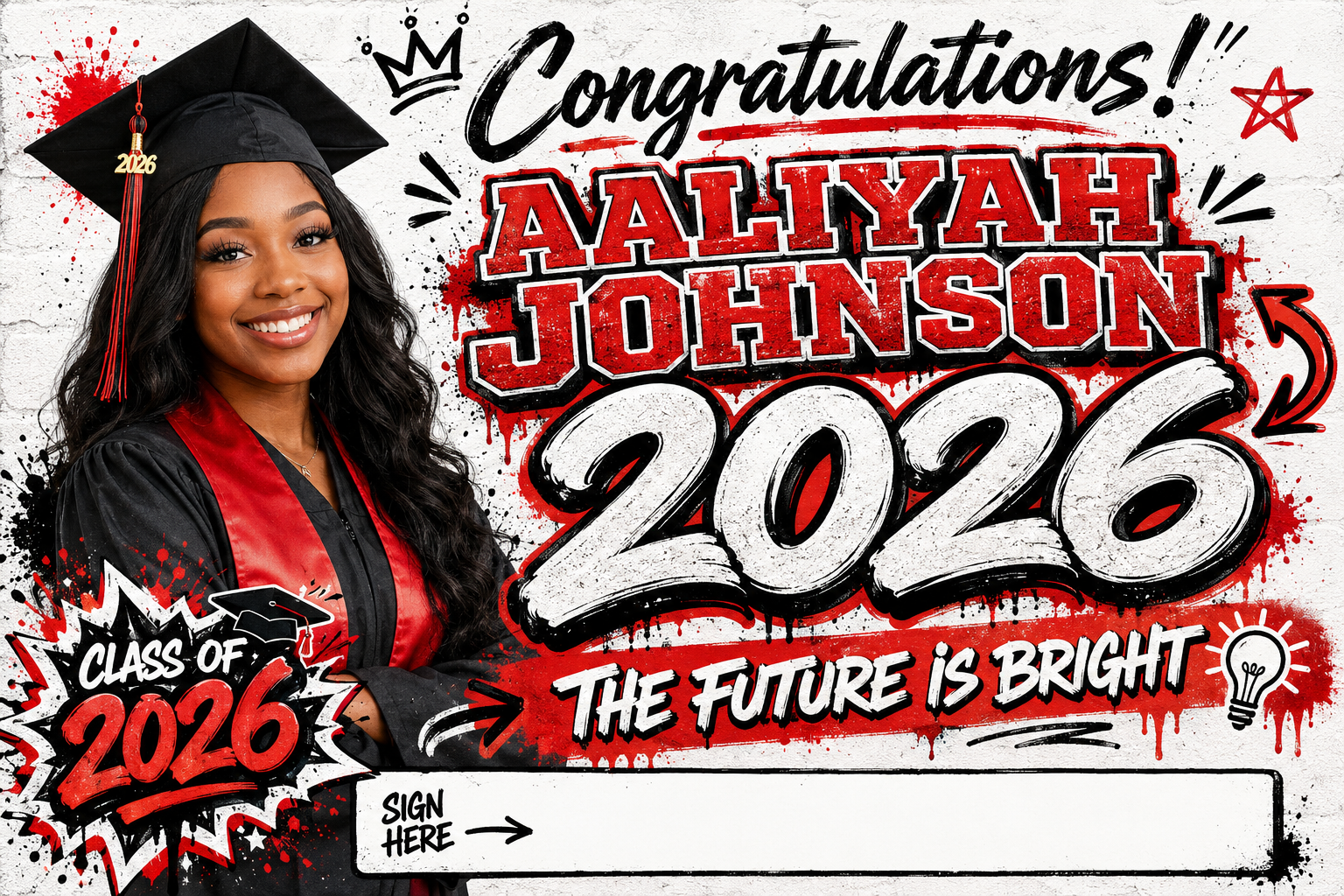 Custom Graduation Banner –  Horizontal - Signature Section