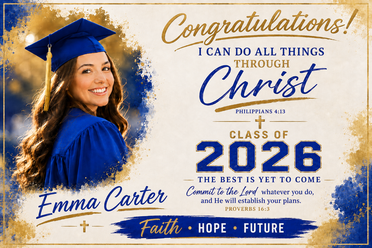 Custom Graduation Banner –  Horizontal - Signature Section