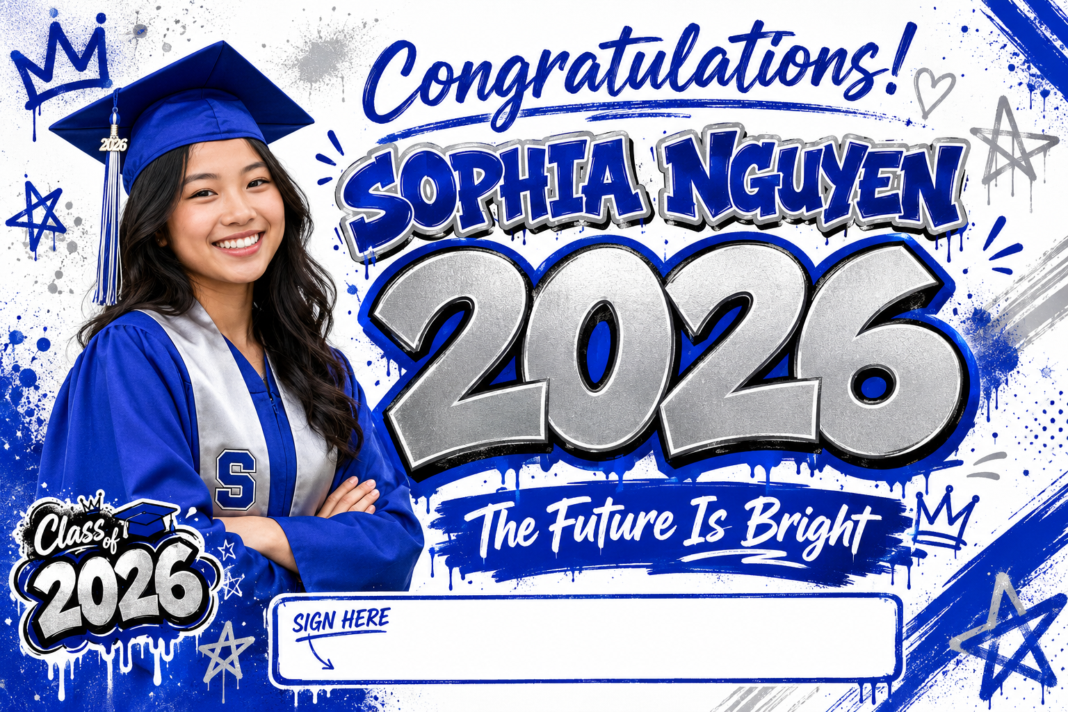 Custom Graduation Banner – Horizontal - Signature Section