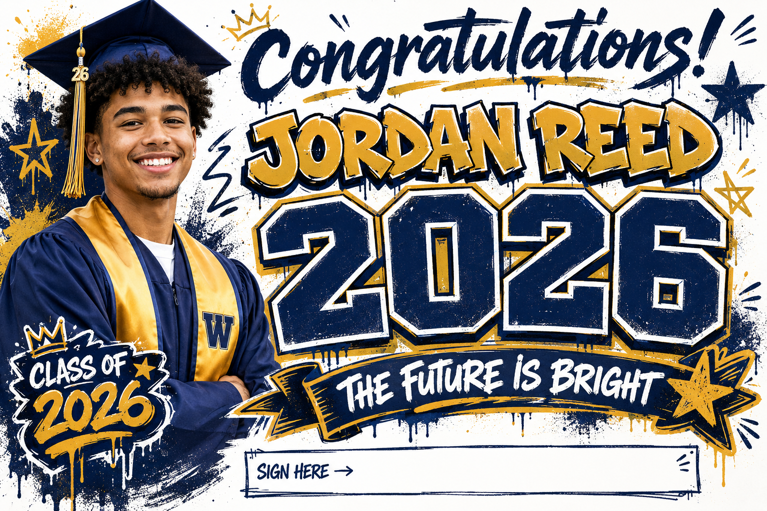 Custom Graduation Banner –  Horizontal - Signature Section