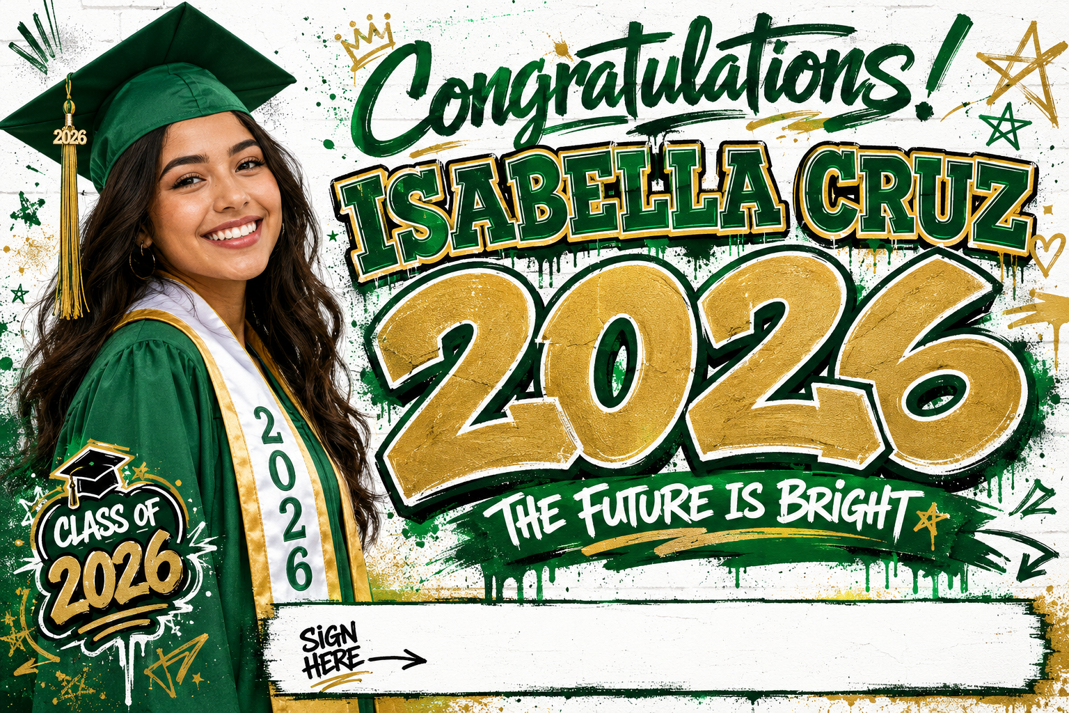 Custom Graduation Banner – Horizontal - Signature Section